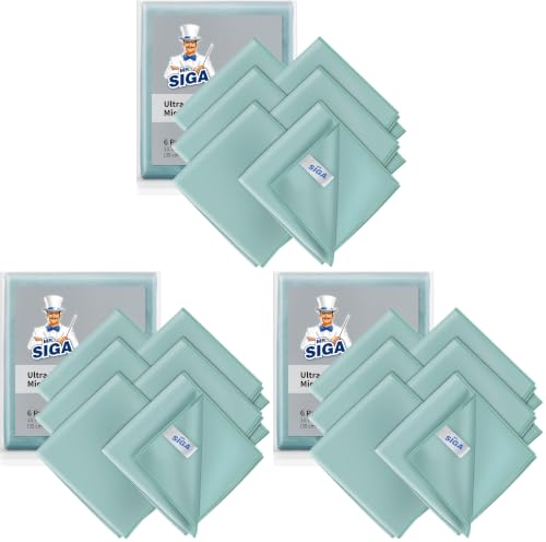 MR.SIGA Ultra Fine Microfiber Cloths for Glass, Pack of 18, 35 x 40 cm 13.7" x 15.7" - size: 18 Pack-13.7 X 15.7 inch