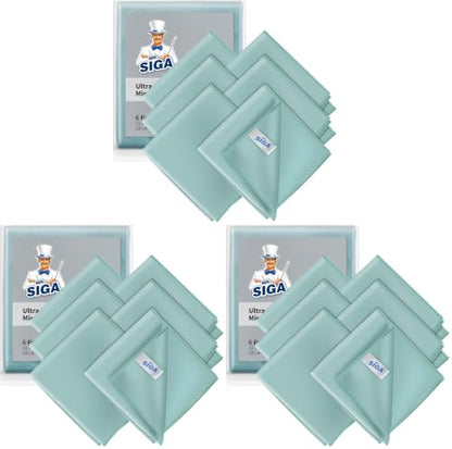 MR.SIGA Ultra Fine Microfiber Cloths for Glass, Pack of 18, 35 x 40 cm 13.7" x 15.7" - size: 18 Pack-13.7 X 15.7 inch