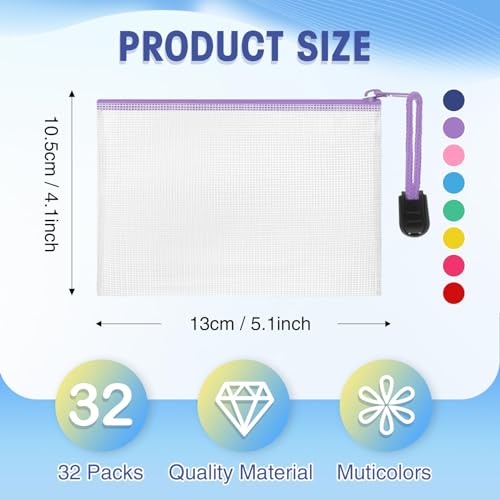 Jetec 32 Mesh Zipper Bags Bikini, Cute Color, 5.1 x 4.1 Inch, 32 Pcs - color: Cute Color, size: 5.1 x 4.1 Inch