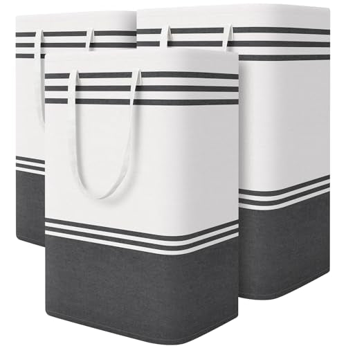 TranquilRelax 3-Pack Laundry Basket, Laundry Hamper, Grey-88L - color: Grey, size: 88L
