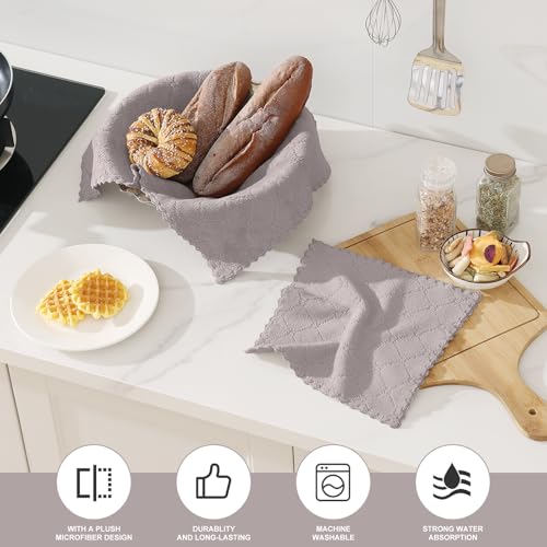 Homaxy Super Soft 12 Pack Kitchen Towels and Dishcloths Set, Grey - color: Grey, size: 10x10 and 13x19 Inch-12 Pack