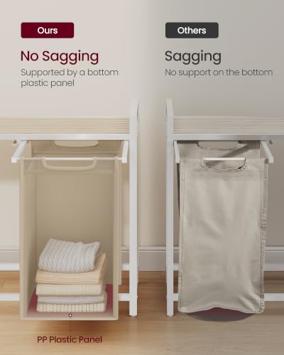 VASAGLE Laundry Hamper with Shelf, 2 Pull-Out Bags, 2 x 12.1 Gallons (46 L) - color: Cappuccino Beige + Natural Beige, size: 2 Bags - 92 L