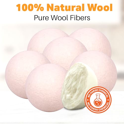 Wool Dryer Balls 6-Pack 100% Natural New Zealand Wool, Handmade in Nepal Reusable Laundry Balls, Faster Drying, Softer Clothes, Anti-Static, Dryer Sheets Alternative (Plain White) - color: Plain White