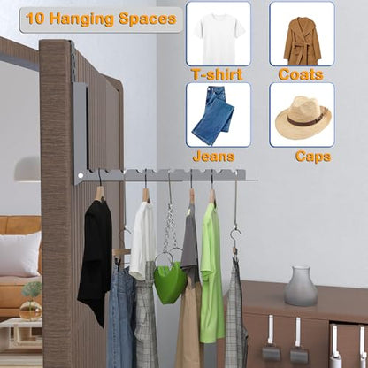 Over The Door Hooks– Foldable Clothes Hanger Hooks, Space-Saving Towel & Coat Rack, Heavy-Duty Carbon Steel Organizer for Bathroom, Bedroom, Laundry, Travel (Fits 1.6 Inch Doors, 1 Pack)