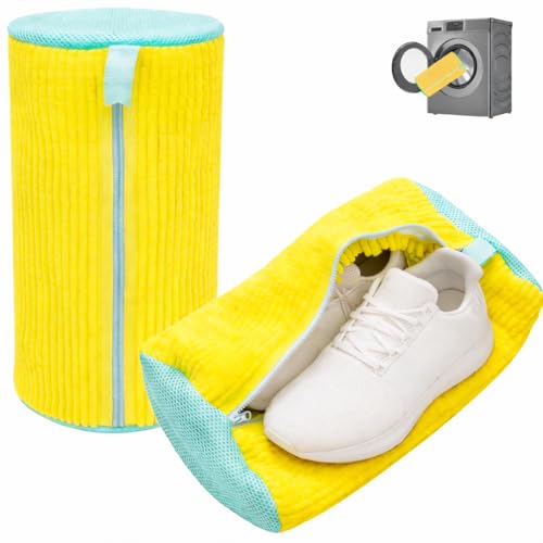 Shoe Washing Machine Bag: Laundry Shoe Bag Keeps Clean - Reusable Shoe Washing Bag for Sneaker Tennis Shoes Unstain Cleaner Kit(Yellow 2 Pcs) - color: Yellow