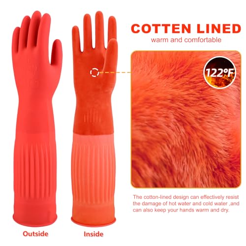 North Tower Rubber Dishwashing Cleaning Gloves 18",2 Pairs Large - size: Large（45cm）