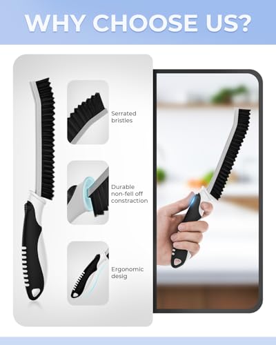 Cleangor Crevice Cleaning Brushes, Serrated Scrub Brush Tool for Hard to Reach Tight Space, Cleaner Brushes, Cleaning Supplies, Home Essentials for Shower, Bathroom, Kitchen, Window, Toilet, Sink