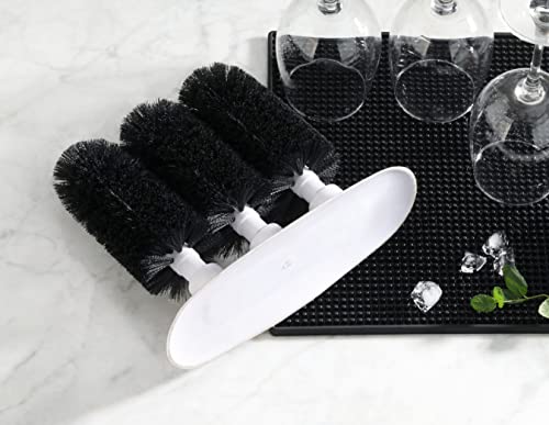 New Star Foodservice 54484 Triple Brush Bar Glass Washer - 3 Brushes - Suction Base, Non-Battery (Pack of 2) - size: 8x7x3 Inch (Pack of 2)