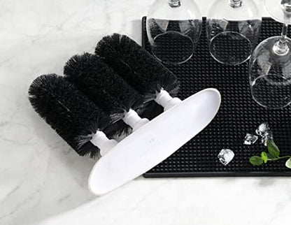 New Star Foodservice 54484 Triple Brush Bar Glass Washer - 3 Brushes - Suction Base, Non-Battery (Pack of 2) - size: 8x7x3 Inch (Pack of 2)