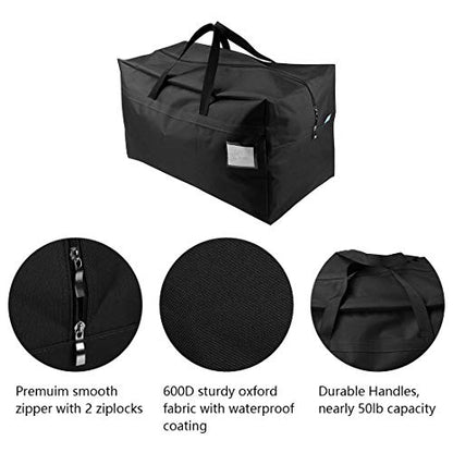 AMJ 2 Pack Extra Large Moving Bags with Zippers & Carrying Handles, Heavy-Duty Storage Totes for Space Saving, Black Moving Totes - color: Black, 2pcs
