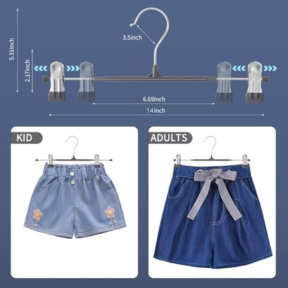 14 Inch Pants Hangers with Clips 20 Pack Skirt Hangers,Gray - color: Gray, size: 14Inch