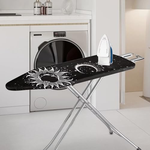 Flashideas Gothic Sun Moon Ironing Board Cover with Elastic Edge Non Stick Scorch Stain Resistant Cover Heavy Duty Iron Pad Covers Standard Boards with Hook and Loop Fastener Strap - color: Gothic Sun Moon 1