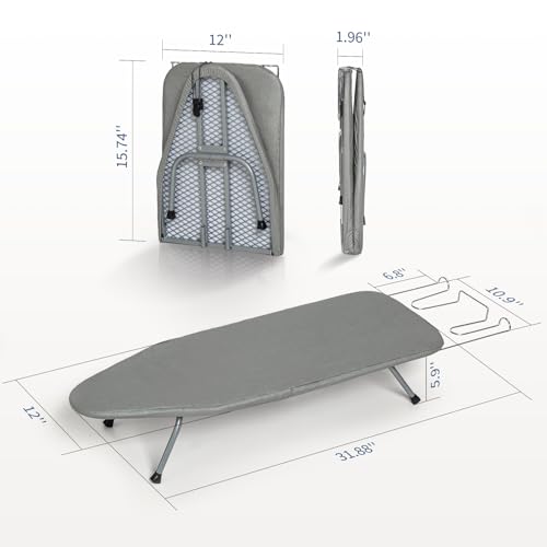 Tabletop Ironing Board with Iron Rest 32"x12" Grey - color: Gray