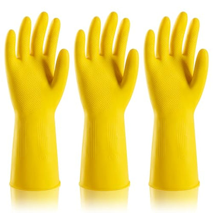 3 Pairs Rubber Dishwashing Gloves, Reusable Household Cleaning Gloves for Women Men, Kitchen and Bathroom Cleaning, Gardening, Pet Care, Extra Thickness, 20 Mil, 13", Heavy Duty, Non-Slip, S - color: 3 Pairs, size: Small