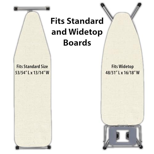 Household Essentials Universal Ironing Board Cover and Pad, Natural Cotton Canvas with NanoMax Coating, Fits Standard and Wide Boards, Cream Finish