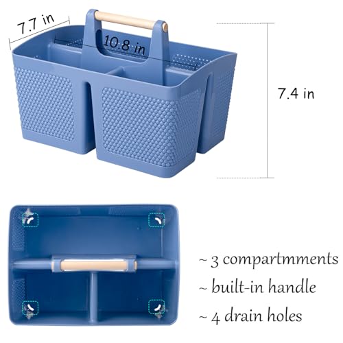 Plastic Shower Caddy, Portable Shower Basket with Handle, Dark Blue - color: Dark Blue