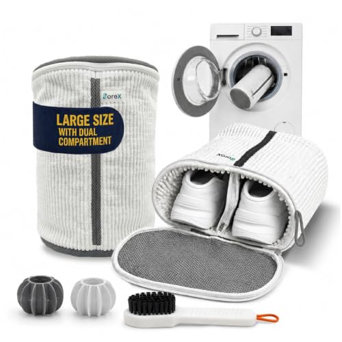 Shoe Washing Machine Bag with Zippered Pocket - color: white