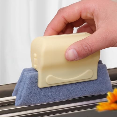 1PCS Cleaning Brush Window Frame Door Cleaning Brushes Sliding Door Track Cleaner Tools Hand-held,Brush 14 * 8cm,Beige - color: Beige