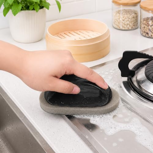 Magic Diamond Sponge Scrubber, Handle Cleaning Sponge, Black - color: Black