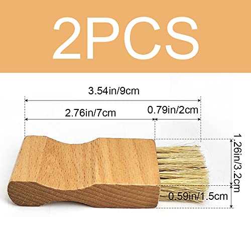 2 Pcs Shoe Polish Applicator Brushes Small Shoe Cleaning Brushes Wooden Handle Shine Shoes Brushes for Leather Boots Shoes Bags