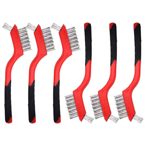 6-Pack Steel Wire Brush Set for Rust Removal, Dual-Head Metal Cleaning Tool - size: 6PCS Wire Brushes