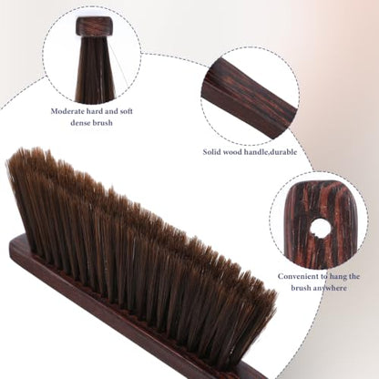 4Pcs Dust Pan and Brush Set, Heavy Duty Metal Dustpan with Wood Broom, Large 12In Black Iron Dust Pans, Handheld Broom for Pet Hair, Car, Patio, Office, Home Cleaning - Rubber Coated Handle