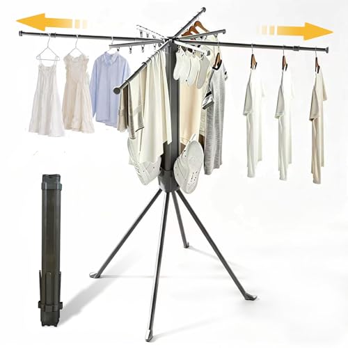 4-Legged Clothes Drying Rack Foldable, Drying Rack Clothing Floor Standing Laundry Drying Rack Collapsible Drying Racks with Sock Clips & Shoe Holders for Indoor and Outdoor Balcony Bedroom Apartment - color: Silver