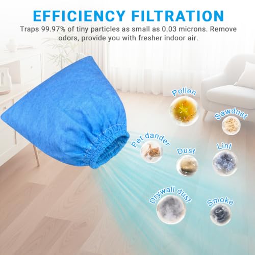 6 Pack VRC5 Filter Bags Fit for Vacmaster 4-16 Gallon Wet/Dry Vac, VRC51