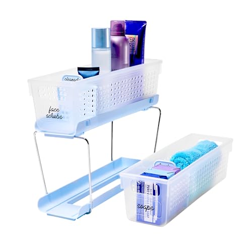 madesmart Compact Two Tier Organizer, Blue - color: Blue