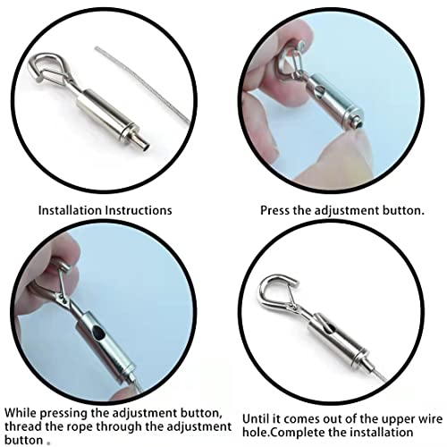 SDTC Tech 4-Pack Stainless Steel Wire Rope with Adjustable Hooks