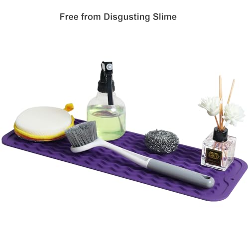 ZLR Small Dish Drying Mat for Kitchen Counter, 6"x17", Meadow Violet - color: Meadow Violet, size: 17" x 6"