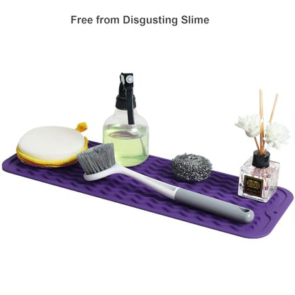 ZLR Small Dish Drying Mat for Kitchen Counter, 6"x17", Meadow Violet - color: Meadow Violet, size: 17" x 6"