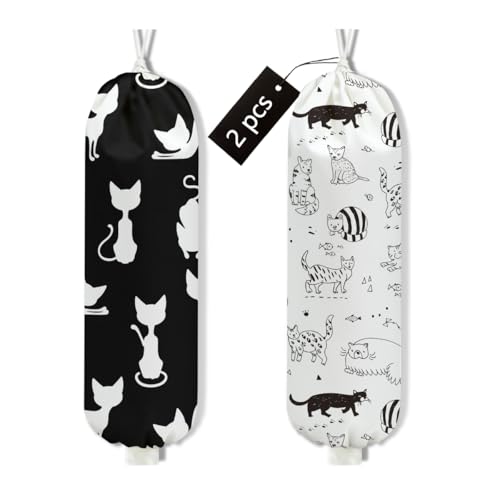 2Pcs Cat Plastic Bag Holder, Wall Mount Grocery Bag Holder - color: multicolour 1326