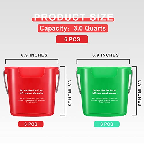 Roshtia 6 Pcs 3 Quart Sanitizing Cleaning Bucket Square,Green,Red - color: Green, Red