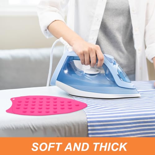 PATIKIL Silicone Iron Rest Pad, Multipurpose Hot Heat Resistant Iron Rest Plate Protective Pad for Ironing Board Hot Resistant Steamer Steam Compact Mat, Rose Red - color: Rose Red