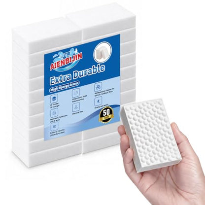 Waffle-Textured Magic Eraser Sponges, High-Density Melamine, 30 Pack