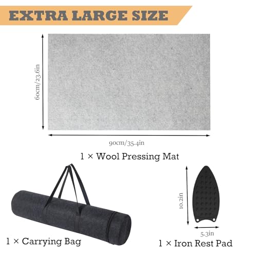 Wool Pressing Mat for Quilting, 24" X 36" Portable Wool Ironing Mat 100% Felted Wool Iron Board for Quilters, Great for Quilting & Sewing Projects - size: 24" x 36"
