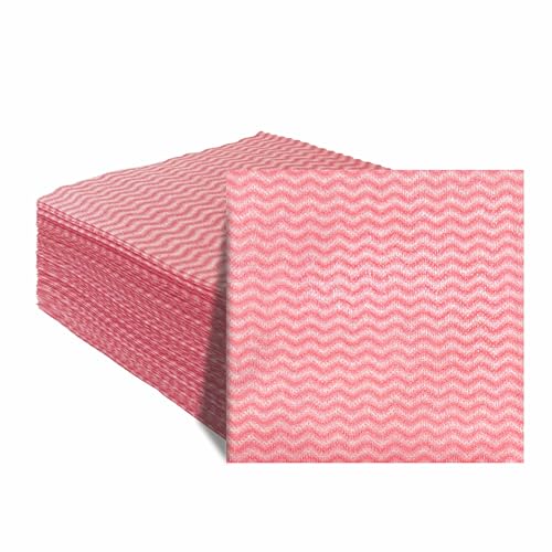 JEBBLAS Handi Wipes Reusable Cloths Dry Cleaning Cloths Dish Towel Kitchen Towel Handy Cleaning Wipes,Pack of 50, Red - color: Red