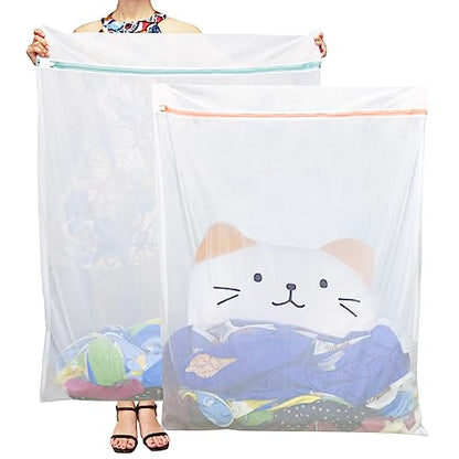 Tenn Well 2Pk 43x35" Extra Large Mesh Laundry Bags Jumbo for Blankets - color: White, size: XL (43"x35")