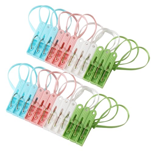 24 Pack Plastic Clothes Pins Heavy Duty Outdoor for Hanging Clothes,Mini ClothesPins with Hanging Rope,Hangers with Clips, Bag Clips,Photo Clips Craft Clips - style: 24 Pack Plastic Clothes Pins