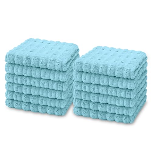 kimteny Microfiber Dish Cloths for Washing Dishes 12 Pack, Lake Blue - color: Lake Blue, size: 12 x 12 - 12 Pack