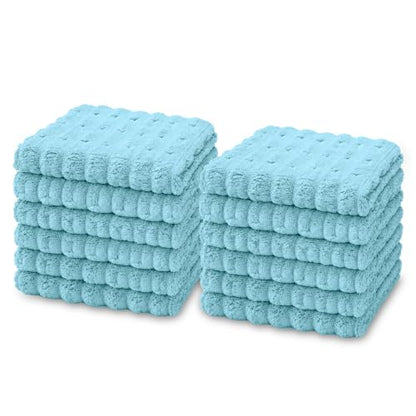 kimteny Microfiber Dish Cloths for Washing Dishes 12 Pack, Lake Blue - color: Lake Blue, size: 12 x 12 - 12 Pack