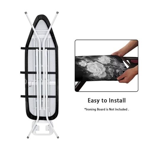 Ironing Board Cover,Dragonfly Flower 15x54 Inch Standard Ironing Board Cover with Elastic Edge and Hook and Loop Fasteners Scorch and Stain Resistant - color: Dragonfly Flower Print