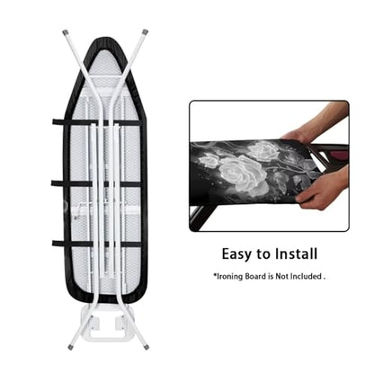 Ironing Board Cover,Dragonfly Flower 15x54 Inch Standard Ironing Board Cover with Elastic Edge and Hook and Loop Fasteners Scorch and Stain Resistant - color: Dragonfly Flower Print