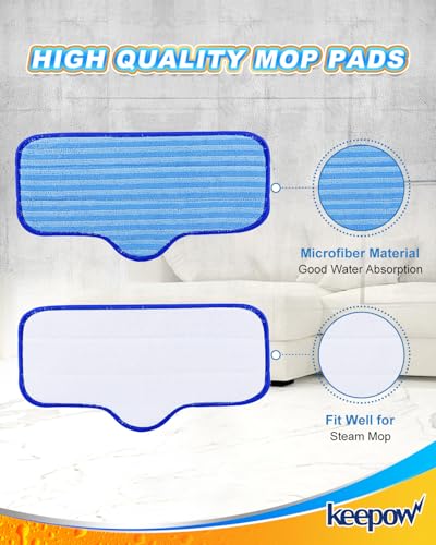 KEEPOW 8 Pack Steam Mop Pads Compatible with ScrubWiz Steam Mop Cleaner
