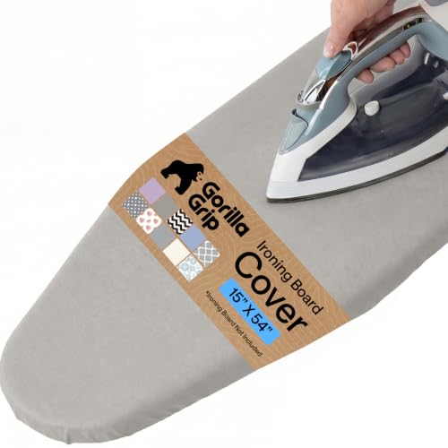 GORILLA GRIP Padded Ironing Board Cover, 15x54 Silver - color: Gray Silver, size: 15" X 54"