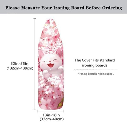 Waterproof Ironing Board Cover Cute Cat Iron Board Cover with Padding 15x54 Inch Standard Size 54x16 inch Pressing Cloth for Ironing (Pink) - color: Cute Cat