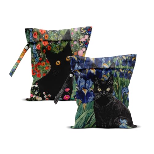 2Pcs Cat Wet Bag Waterproof Travel Laundry Wet Dry Bags, 12x10 Inch - color: Multicolor 1341