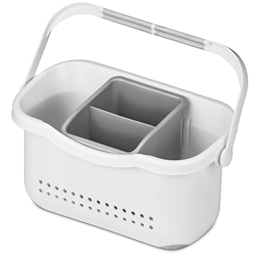 DecorRack Small Shower Caddy, 9x4 Plastic Organizer Basket with Handle