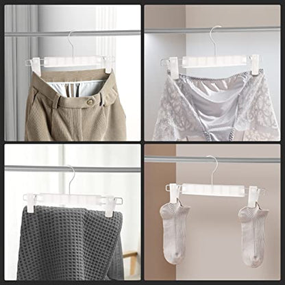 10 Pack Pants Hangers with Adjustable Non-Slip Clips Anti-Rust Hanging Hook for Trouser,Skirts,Jeans,Clothes Hangers Transparent - color: Transparent, size: 10 Pack